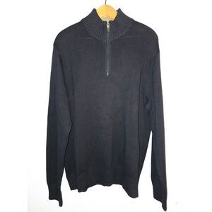 Eddie Bauer Navy Half-Zip Pullover Sweater, Size XL, 100% Cotton
